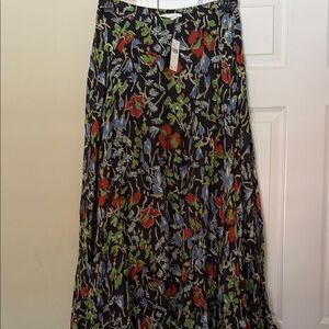 Anthropologie Black and Red A-Line Maxi Skirt